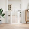vidaXL Brána pre psa skladacia 3 panely biela 150 cm topoľové drevo