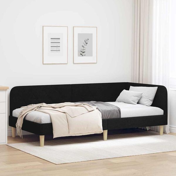 vidaXL Rohový rám postele Čierny 90 x 190 cm látka