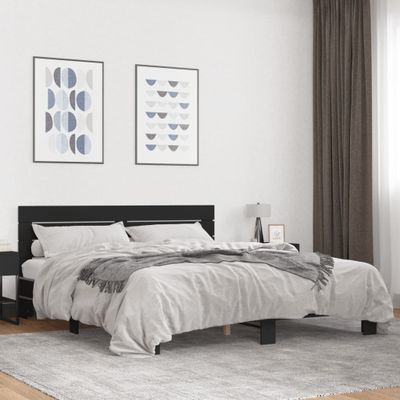 vidaXL Posteľný rám čierny 200x200 cm kompozitné drevo a kov