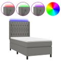 vidaXL Posteľ boxsping s matracom a LED tmavosivá 90x200 cm látka
