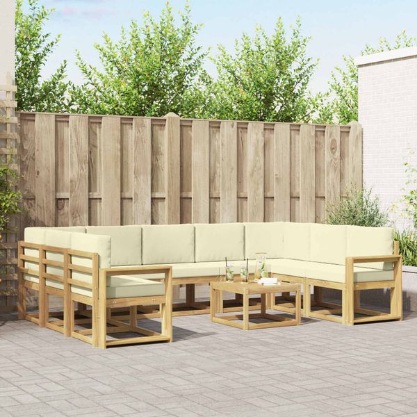 vidaXL Záhradná súprava gaučov 10 pcs Biela a krémová 59 x 59 x 37 cm