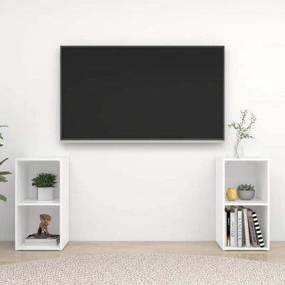 vidaXL TV skrinky 2 ks, lesklé biele 72x35x36,5 cm, kompozitné drevo