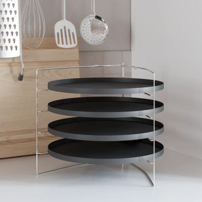 vidaXL Plechy na pizzu 4 ks so stojanom Ø 28 cm oceľ