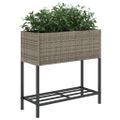 vidaXL Záhradné kvetináče s policou 2ks sivé 70x28x70 cm polyratan