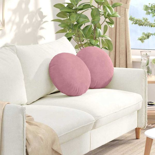 vidaXL Vankúše na sedenie 2 pcs Ružová Ø 40 x 13 cm Zamat