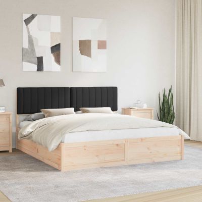 vidaXL Rám postele s čalúneným čelom Čierna 180 x 200 cm