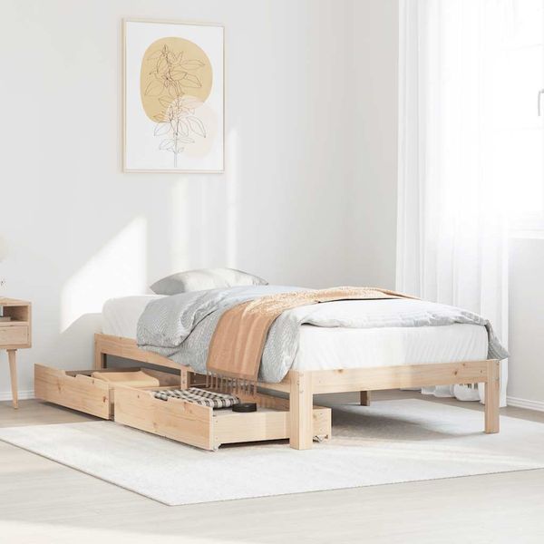 vidaXL Posteľný rám so zásuvkami 75x190 cm masívna borovica