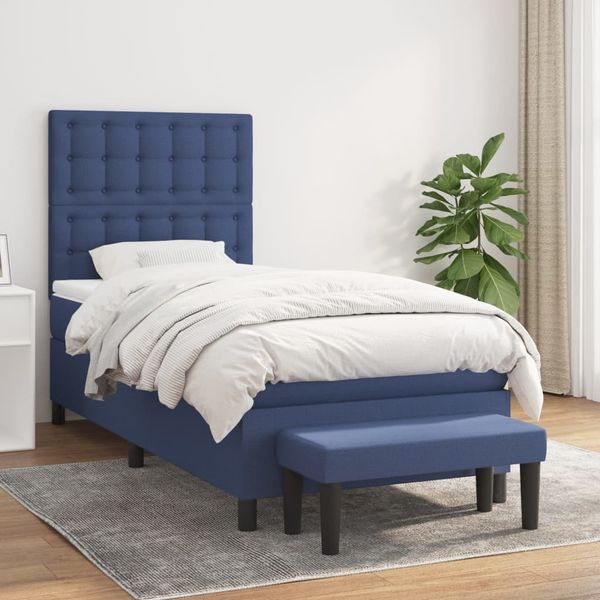 vidaXL Boxspring posteľ s matracom modrá 100x200 cm látka