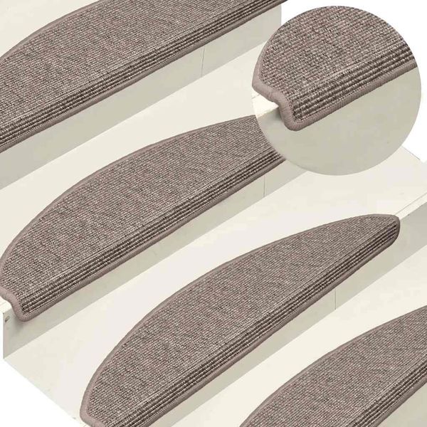 vidaXL Schodové rohože 15 ks 65x21x4 cm tmavo béžové, polkruhové, veľké