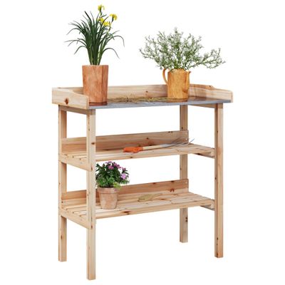 vidaXL Stôl na rastliny s policami 78x38x82,5 cm masívna jedľa