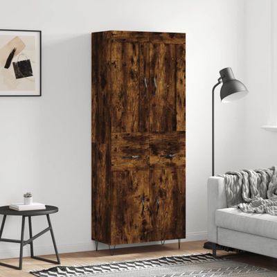 vidaXL Vysoká skrinka dymový dub 69,5x34x180 cm spracované drevo