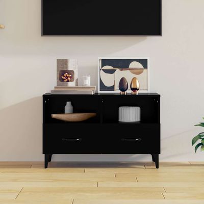 vidaXL TV skrinka čierna 80x36x50 cm spracované drevo