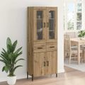 vidaXL Highboard Remeselný dub 69,5 x 34 x 180 cm Kompozitné drevo