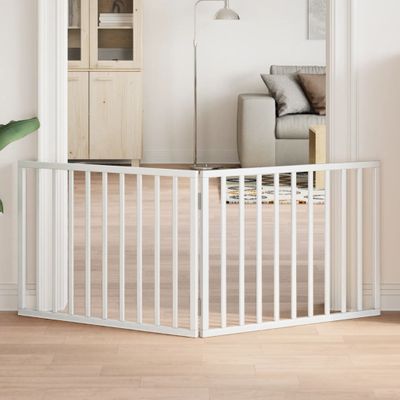 vidaXL Skladacia brána pre psa, 2 panely, biela 160 cm, topoľové drevo
