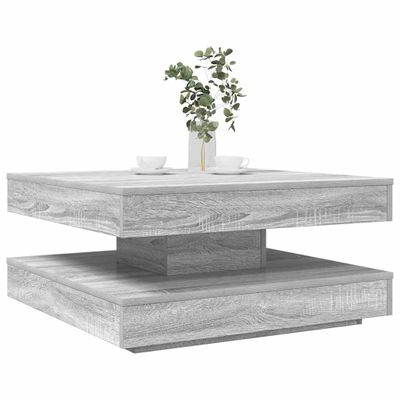 VidaXL Konferenčný stolík otočný o 360stupňov sivý sonoma 70x70x34,5cm