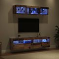 vidaXL TV nástenné jednotky s LED 5 ks Staré drevo Kompozitné drevo