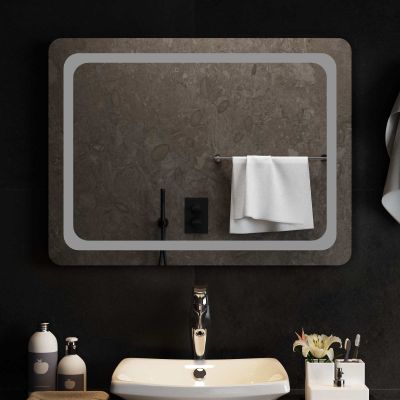 vidaXL Zrkadlo do kúpeľne s LED Priehľadná 80 x 60 cm tvrdené sklo