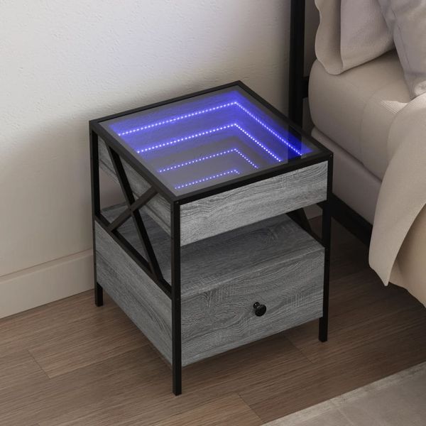 vidaXL Konferenčný stolík s nekonečnými LED sivý sonoma 40x40x51 cm