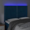 vidaXL Čelo postele s LED tmavomodré 144x5x118/128 cm zamat