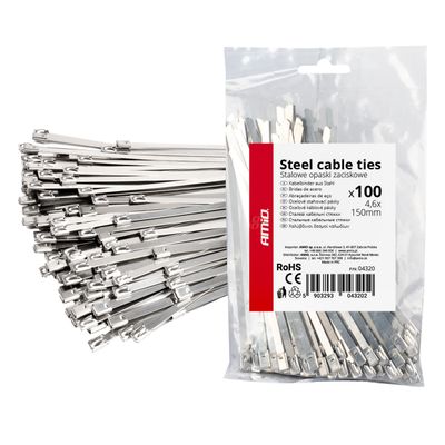 Nerezové sťahovacie pásky 4,6x150 mm 100 ks AMiO-04320