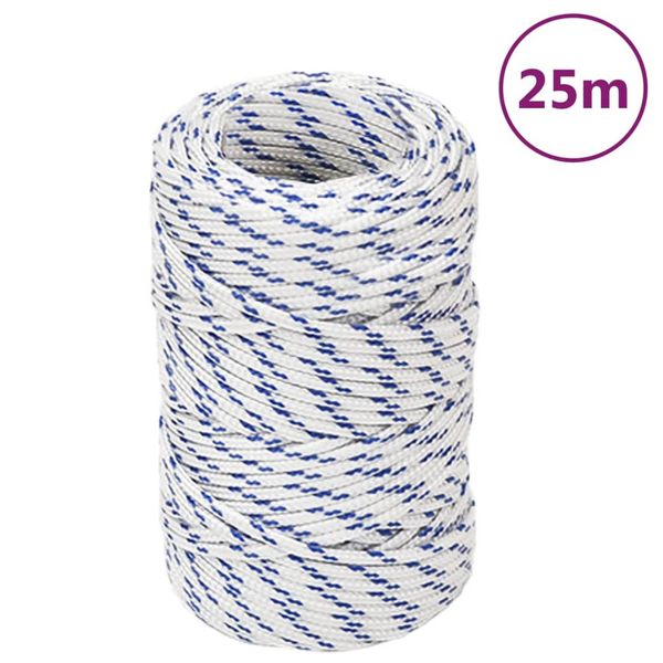 vidaXL Pracovné lano biele 2 mm 25 m polypropylén