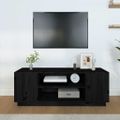 vidaXL TV skrinka čierna 110x35x40,5 cm masívna borovica