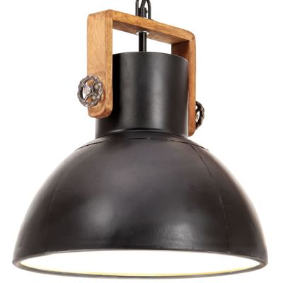 vidaXL Industriálna závesná lampa 25 W, čierna, okrúhla 30 cm E27