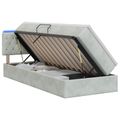 vidaXL LED úložná posteľ s matracom Svetlosivá 90 x 190 cm Zamat