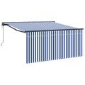 vidaXL Sklopná markíza Modrá a biela 300 x 250 cm Polyester a hliník