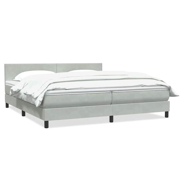 vidaXL Box Spring Posteľ s matracom Svetlosivá 180x220 cm Zamat