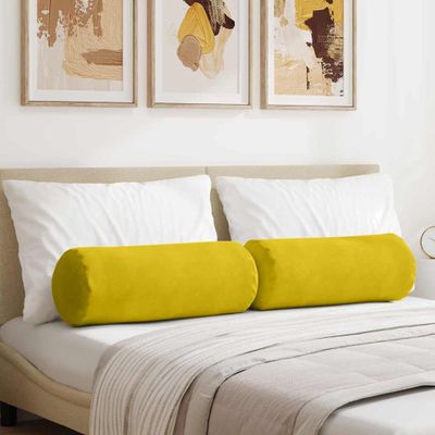 vidaXL Podložkové vankúše 2 pcs Žltá Ø 25 x 70 cm Kordúrová tkanina