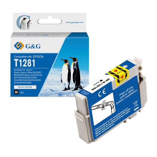 alt. kazeta G&G pre EPSON T1281 Stylus S22 / Stylus SX125 / Stylus SX130/Stylus SX230/Stylus SX235W/Stylus SX420W (10ml