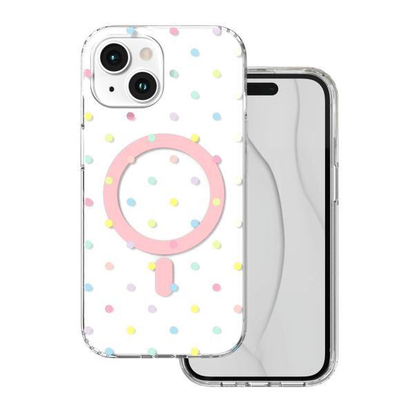 Puzdro Bubble Dots Mag pre iPhone 15 6,1" biele