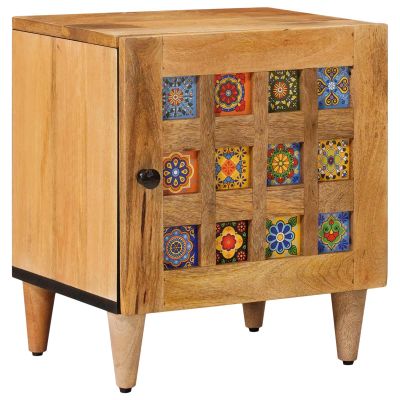 vidaXL Nočný stolík Prírodná 40 x 33,5 x 46 cm Masívne mango drevo