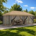 vidaXL Altánok so stenami 6 x 3 m Béžová Polyester a oceľ 190 gsm