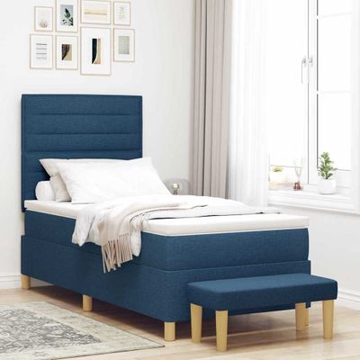 vidaXL Posteľ s pružinovým rámom Modrá 200 x 90 cm látka
