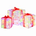 vidaXL Darčeková Škatľa 3 ks 60 LED Viacfarebný 20 x 20 x 20 cm Akryl