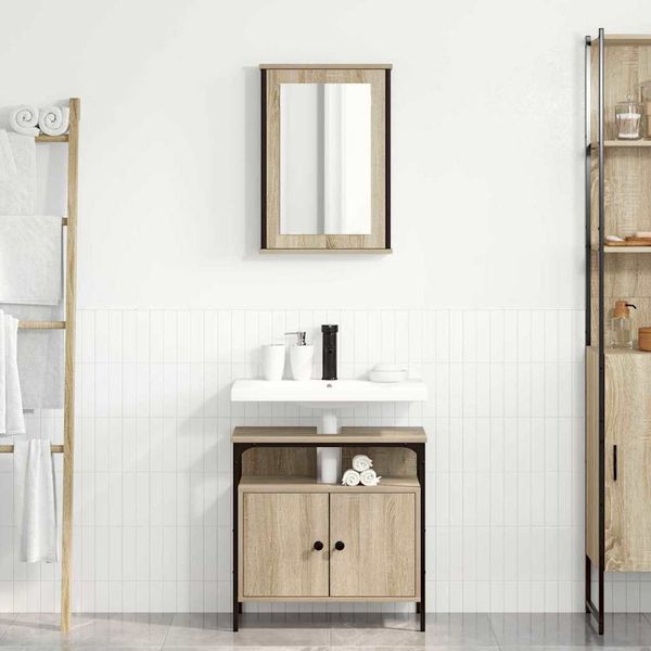 vidaXL Sada kúpeľňového nábytku Nástenný 2 pcs Hnedá Kompozitné drevo