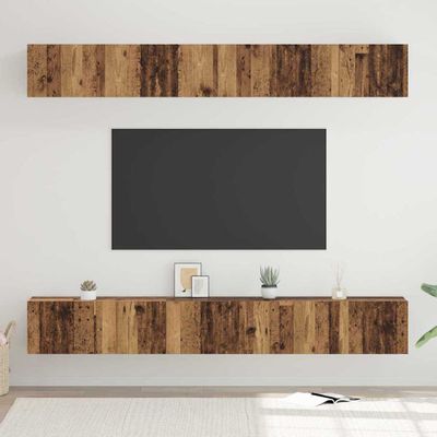 vidaXL Zostava TV skriniek Nástenný 6 pcs Staré drevo Kompozitné drevo