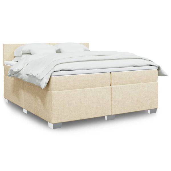 vidaXL Boxspring posteľ s matracom krémová 200x200 cm látka
