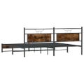vidaXL Kovový posteľný rám bez matraca dymový dub 200x200 cm