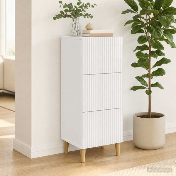 vidaXL Zásuvkový kabinet Biela s vysokým leskom 33 x 34,5 x 90 cm