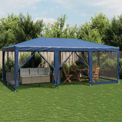 vidaXL Párty stan s 10 sieťkovanými bočnými stenami modrý 6x4 m HDPE