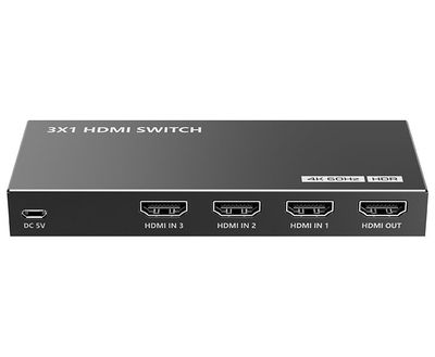 XtendLan HDMI prepínac, 3 vstupy / 1 výstup, do 4k@60Hz (2160p), dálkové ovládání (IR) Prepínac, HDMI, 3 vstupy, 1 výstup, do 4K@60Hz (2160p), dálkové ovládání (IR)