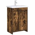vidaXL Skriňa pod umývadlo do kúpeľne Dymový dub 56 x 37,5 x 81 cm