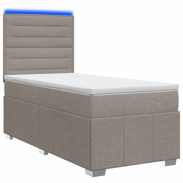 vidaXL LED boxspring posteľ s matracom Sivohnedá 90 x 200 cm Látka