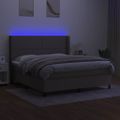 vidaXL Posteľ boxsping s matracom a LED sivohnedá 180x200 cm látka
