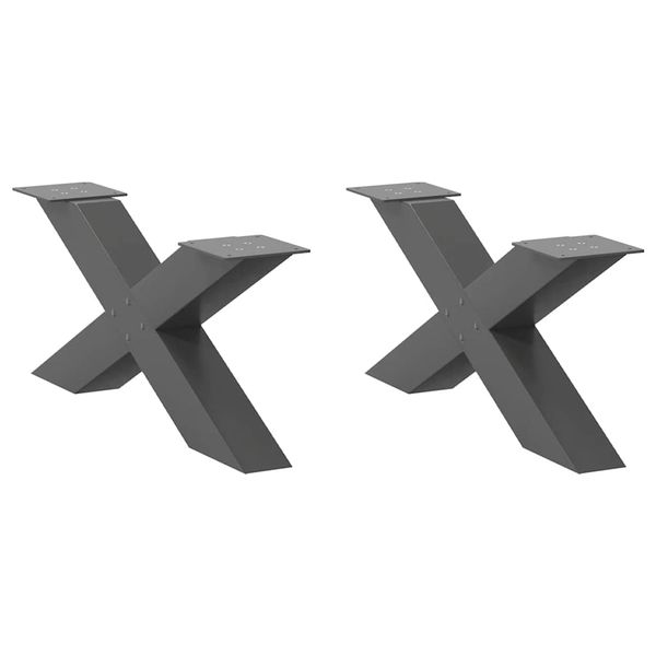 vidaXL Nohy konferenčného stolíka v tvare X, 2 ks, antracitové, 70 x (30-31) cm, oceľ