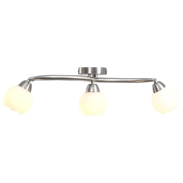 vidaXL Stropná lampa+keramické tienidlá na 3 žiarovky E14, biela guľa