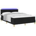 vidaXL LED box s pružinami s LED pásikmi Čierny 160 x 200 cm látka